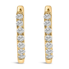 Load image into Gallery viewer, 10K Rose Gold 1/4 Cttw Diamond Double Sided Huggie Hoop Earrings
