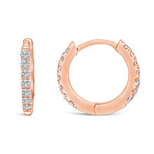 Load image into Gallery viewer, 10K Rose Gold 1/4 Cttw Diamond Double Sided Huggie Hoop Earrings
