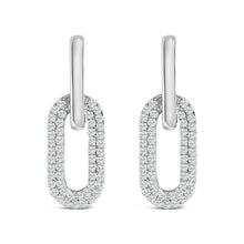 Load image into Gallery viewer, 10K White Gold 1/2 Cttw Lab Grown Diamond Dangling Paperclip Drop Earrings
