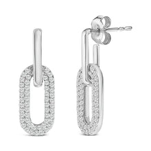Load image into Gallery viewer, 10K White Gold 1/2 Cttw Lab Grown Diamond Dangling Paperclip Drop Earrings
