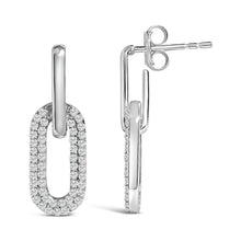Load image into Gallery viewer, 10K White Gold 1/2 Cttw Lab Grown Diamond Dangling Paperclip Drop Earrings
