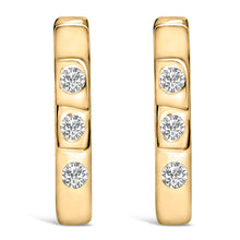 将图片加载到图库查看器，10K White Gold 1/10 Cttw Three Stone Lab Grown Diamond Oval Huggies Hoop Earrings
