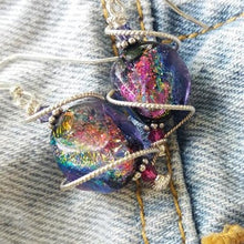 Load image into Gallery viewer, 925 Silver Spiral Dichroic Glass Earrings Created with Crystals

