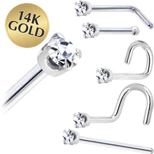 将图片加载到图库查看器，Solid 14K White Gold 1.5mm Genuine Diamond Nose Ring

