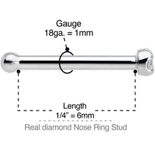 将图片加载到图库查看器，Solid 14K White Gold 1.5mm Genuine Diamond Nose Ring
