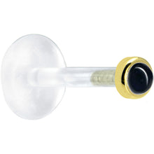 Load image into Gallery viewer, 16G 5/16 Solid 14K Yellow Gold 2mm Genuine Onyx Bioplast Tragus Earring Stud
