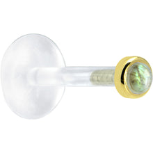 Load image into Gallery viewer, 16G 5/16 Solid 14K Yellow Gold 2mm Genuine Labradorite Bioplast Tragus Earring Stud
