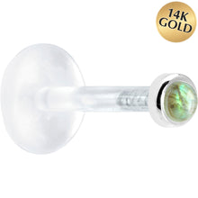 Load image into Gallery viewer, 16G 5/16 Solid 14K White Gold 2mm Genuine Labradorite Bioplast Tragus Earring Stud
