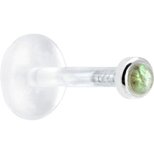 Load image into Gallery viewer, 16G 5/16 Solid 14K White Gold 2mm Genuine Labradorite Bioplast Tragus Earring Stud
