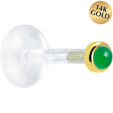 将图片加载到图库查看器，16G 5/16 Solid 14K Yellow Gold 2mm Genuine Jade Bioplast Tragus Earring Stud
