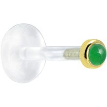 将图片加载到图库查看器，16G 5/16 Solid 14K Yellow Gold 2mm Genuine Jade Bioplast Tragus Earring Stud
