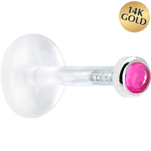 Load image into Gallery viewer, 16G 5/16 Solid 14K White Gold 2mm Genuine Pink Tourmaline Bioplast Tragus Earring Stud

