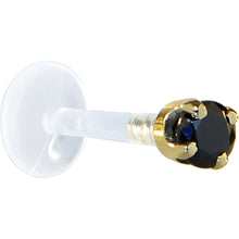 Load image into Gallery viewer, 16G 5/16 Solid 14K Yellow Gold 3mm Black Cubic Zirconia Bioplast Tragus Earring Stud

