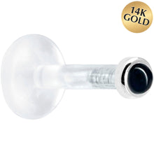 Load image into Gallery viewer, Solid 14K White Gold 2mm Genuine Onyx Bioplast Push in Labret
