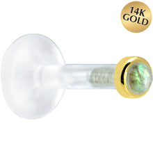 Load image into Gallery viewer, Solid 14K Yellow Gold 2mm Genuine Labradorite Bioplast Push in Labret
