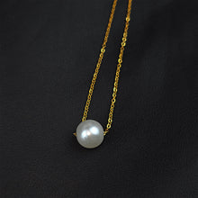 将图片加载到图库查看器，Stainless Steel Gold Tone PVD Chain Necklace Minimalist Pearl Pendant Necklace
