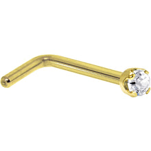 Load image into Gallery viewer, Solid 14K Yellow Gold 2mm Clear Cubic Zirconia Nose Ring
