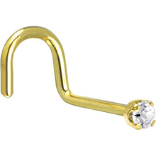Load image into Gallery viewer, Solid 14K Yellow Gold 2mm Clear Cubic Zirconia Nose Ring
