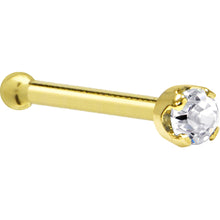 Load image into Gallery viewer, Solid 14K Yellow Gold 2mm Clear Cubic Zirconia Nose Ring
