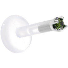 Load image into Gallery viewer, Solid 14K White Gold 1.5mm Genuine Green Diamond Bioplast Push in Labret
