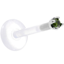 Load image into Gallery viewer, Solid 14K White Gold 1.5mm Genuine Green Diamond Bioplast Push in Labret
