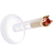 Load image into Gallery viewer, Solid 14K Yellow Gold 1.5mm Genuine Red Diamond Bioplast Push in Labret
