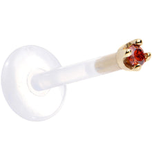 Load image into Gallery viewer, Solid 14K Yellow Gold 1.5mm Genuine Red Diamond Bioplast Push in Labret

