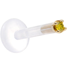 Load image into Gallery viewer, Solid 14K Yellow Gold 1.5mm Genuine Yellow Diamond Bioplast Push in Labret
