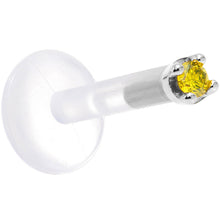 Load image into Gallery viewer, Solid 14K White Gold 1.5mm Genuine Yellow Diamond Bioplast Push in Labret
