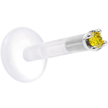 Load image into Gallery viewer, Solid 14K White Gold 1.5mm Genuine Yellow Diamond Bioplast Push in Labret
