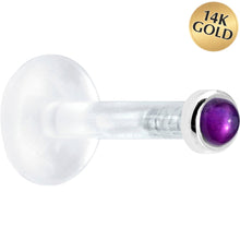 Load image into Gallery viewer, Solid 14K White Gold 2mm Genuine Amethyst Bioplast Push in Monroe
