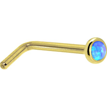 将图片加载到图库查看器，Solid 14K Yellow Gold 2mm Blue Synthetic Opal Nose Ring
