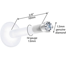 Load image into Gallery viewer, Solid 14K White Gold 1.5mm Genuine Diamond Bioplast Push in Monroe
