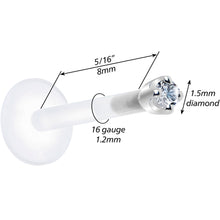 Load image into Gallery viewer, Solid 14K White Gold 1.5mm Genuine Diamond Bioplast Push in Monroe
