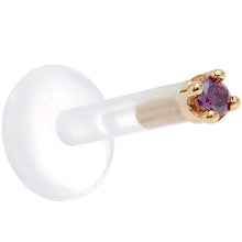 Load image into Gallery viewer, Solid 14K Yellow Gold 1.5mm Genuine Purple Diamond Bioplast Push in Monroe
