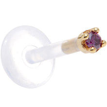 Load image into Gallery viewer, Solid 14K Yellow Gold 1.5mm Genuine Purple Diamond Bioplast Push in Monroe
