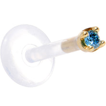 Load image into Gallery viewer, Solid 14K Yellow Gold 1.5mm Genuine Blue Diamond Bioplast Push in Monroe
