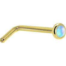 Load image into Gallery viewer, Solid 14K Yellow Gold 2mm Light Blue Synthetic Opal Nose Ring

