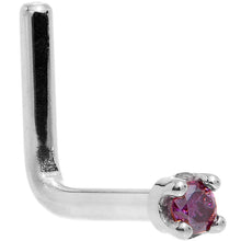 Load image into Gallery viewer, Solid 14K White Gold 1.5mm Genuine Purple Diamond Nose Ring
