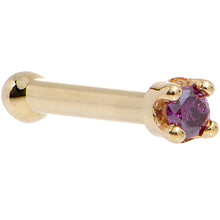 Load image into Gallery viewer, Solid 14K Yellow Gold 1.5mm Genuine Purple Diamond Nose Ring
