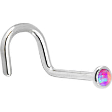 Load image into Gallery viewer, Solid 14K White Gold 2mm Fuchsia Synthetic Opal Nose Ring
