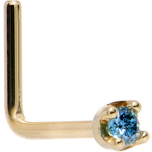 Load image into Gallery viewer, Solid 14K Yellow Gold 1.5mm Genuine Blue Diamond Nose Ring
