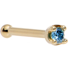 Load image into Gallery viewer, Solid 14K Yellow Gold 1.5mm Genuine Blue Diamond Nose Ring
