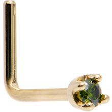 Load image into Gallery viewer, 14k Yellow Gold 2mm Lab Grown Green Diamond Nose Ring
