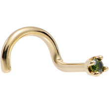 Load image into Gallery viewer, Solid 14K Yellow Gold 1.5mm Genuine Green Diamond Nose Ring

