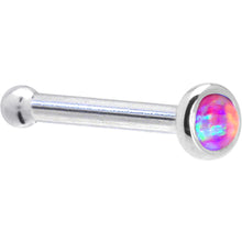 Load image into Gallery viewer, Solid 14K White Gold 2mm Fuchsia Synthetic Opal Nose Ring
