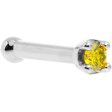 Load image into Gallery viewer, Solid 14K White Gold 1.5mm Genuine Yellow Diamond Nose Ring
