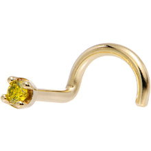 Load image into Gallery viewer, Solid 14K Yellow Gold 1.5mm Genuine Yellow Diamond Nose Ring
