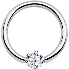 Load image into Gallery viewer, 14G 1/2 Solid 14k White Gold 4mm Clear Cubic Zirconia Tension Captive Ring

