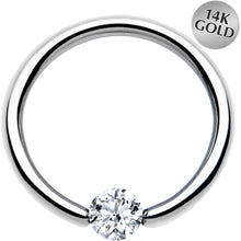 将图片加载到图库查看器，16G 3/8 Solid 14k White Gold 3mm Clear Cubic Zirconia Tension Captive Ring
